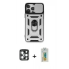 MARSİLYAN™- iPhone 15 Pro Max Kılıf Ahenk Klasik - Siyah Polymer Nano Ekran Koruyucu + PVD Metal Kamera Lens - LT