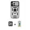 MARSİLYAN™- iPhone 15 Pro Max Kılıf Ahenk Klasik - Siyah Polymer Nano Ekran Koruyucu + PVD Metal Kamera Lens - SH