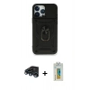 MARSİLYAN™- iPhone 15 Pro Max Kılıf Ahenk Klasik - Siyah Polymer Nano Ekran Koruyucu + Raze Metal Kamera Lens - LT