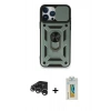 MARSİLYAN™- iPhone 15 Pro Max Kılıf Ahenk Klasik - Siyah Polymer Nano Ekran Koruyucu + Raze Metal Kamera Lens - GS