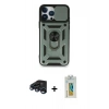 MARSİLYAN™- iPhone 15 Pro Max Kılıf Ahenk Klasik - Siyah Polymer Nano Ekran Koruyucu + Raze Metal Kamera Lens - LT