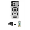 MARSİLYAN™- iPhone 15 Pro Max Kılıf Ahenk Klasik - Siyah Polymer Nano Ekran Koruyucu + Raze Metal Kamera Lens - GS