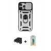 MARSİLYAN™- iPhone 15 Pro Max Kılıf Ahenk Klasik - Siyah Polymer Nano Ekran Koruyucu + Raze Metal Kamera Lens - LT