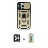 MARSİLYAN™- iPhone 15 Pro Max Kılıf Ahenk Klasik - Siyah Polymer Nano Ekran Koruyucu + PVD Metal Kamera Lens - SH