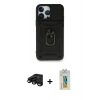 MARSİLYAN™- iPhone 15 Pro Max Kılıf Ahenk Klasik - Siyah Polymer Nano Ekran Koruyucu + Siyah Raze Metal Kamera Lens