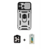 MARSİLYAN™- iPhone 15 Pro Max Kılıf Ahenk Klasik - Siyah Polymer Nano Ekran Koruyucu + PVD Metal Kamera Lens - TU