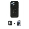MARSİLYAN™- iPhone 15 Pro Max Kılıf Ahenk Klasik - Siyah Vanessa Magic Cam + PVD Metal Kamera Lens - SH
