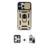 MARSİLYAN™- iPhone 15 Pro Max Kılıf Ahenk Klasik - Siyah Vanessa Magic Hayalet Cam + Gümüş PVD Metal Kamera Lens