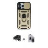 MARSİLYAN™- iPhone 15 Pro Max Kılıf Ahenk Klasik - Siyah Vanessa Magic Hayalet Cam + Gümüş Raze Metal Kamera Lens