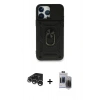 MARSİLYAN™- iPhone 15 Pro Max Kılıf Ahenk Klasik - Siyah Vanessa Magic Hayalet Cam + Gümüş Raze Metal Kamera Lens