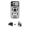 MARSİLYAN™- iPhone 15 Pro Max Kılıf Ahenk Klasik - Siyah Vanessa Magic Hayalet Cam + Raze Metal Kamera Lens - TMGI