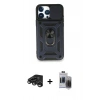 MARSİLYAN™- iPhone 15 Pro Max Kılıf Ahenk Klasik - Siyah Vanessa Magic Hayalet Cam + Raze Metal Kamera Lens - TMGI