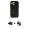 MARSİLYAN™- iPhone 15 Pro Max Kılıf Ahenk Klasik - Siyah Vanessa Magic Hayalet Cam + Raze Metal Kamera Lens - TMGI