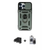 MARSİLYAN™- iPhone 15 Pro Max Kılıf Ahenk Klasik - Siyah Vanessa Magic Hayalet Cam + Raze Metal Kamera Lens - TMGI
