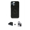 MARSİLYAN™- iPhone 15 Pro Max Kılıf Ahenk Klasik - Siyah Vanessa Magic Hayalet Cam + Raze Metal Kamera Lens - LT