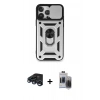 MARSİLYAN™- iPhone 15 Pro Max Kılıf Ahenk Klasik - Siyah Vanessa Magic Hayalet Cam + Raze Metal Kamera Lens - LT