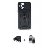 MARSİLYAN™- iPhone 15 Pro Max Kılıf Ahenk Klasik - Siyah Vanessa Magic Hayalet Cam + Raze Metal Kamera Lens - LT