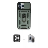 MARSİLYAN™- iPhone 15 Pro Max Kılıf Ahenk Klasik - Siyah Vanessa Magic Hayalet Cam + Siyah PVD Metal Kamera Lens