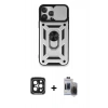 MARSİLYAN™- iPhone 15 Pro Max Kılıf Ahenk Klasik - Siyah Vanessa Magic Hayalet Cam + Siyah PVD Metal Kamera Lens