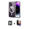 MARSİLYAN™- iPhone 15 Pro Max Kılıf Ahenk Minimal Serisi - Siyah 3D Antistatik Mat Seramik Nano Ekran Koruyucu + PVD Metal Kamera Lens - GI