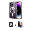 MARSİLYAN™- iPhone 15 Pro Max Kılıf Ahenk Minimal Serisi - Siyah 3D Antistatik Mat Seramik Nano Ekran Koruyucu + PVD Metal Kamera Lens - SH