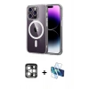 MARSİLYAN™- iPhone 15 Pro Max Kılıf Ahenk Minimal Serisi - Siyah 3D Antistatik Seramik Nano Ekran Koruyucu + PVD Metal Kamera Lens - GS
