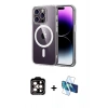 MARSİLYAN™- iPhone 15 Pro Max Kılıf Ahenk Minimal Serisi - Siyah 3D Antistatik Seramik Nano Ekran Koruyucu + PVD Metal Kamera Lens - TU