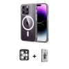MARSİLYAN™- iPhone 15 Pro Max Kılıf Ahenk Minimal Serisi - Siyah Bilvis 3D Cam Ekran Koruyucu + PVD Metal Kamera Lens - GS