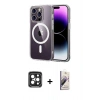 MARSİLYAN™- iPhone 15 Pro Max Kılıf Ahenk Minimal Serisi - Siyah Bilvis 3D Mat Cam Ekran Koruyucu + PVD Metal Kamera Lens - SH
