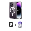 MARSİLYAN™- iPhone 15 Pro Max Kılıf Ahenk Minimal Serisi - Siyah Bilvis 5in1 3D Magic Cam Ekran Koruyucu + PVD Metal Kamera Lens - SH
