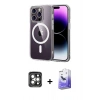 MARSİLYAN™- iPhone 15 Pro Max Kılıf Ahenk Minimal Serisi - Siyah Bilvis 5in1 5D Magic Hayalet Cam Ekran Koruyucu + PVD Metal Kamera Lens - GI