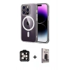 MARSİLYAN™- iPhone 15 Pro Max Kılıf Ahenk Minimal Serisi - Siyah Bilvis Hayalet Cam Ekran Koruyucu + PVD Metal Kamera Lens - TU