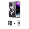 MARSİLYAN™- iPhone 15 Pro Max Kılıf Ahenk Minimal Serisi - Siyah Bilvis Hayalet Cam Ekran Koruyucu + PVD Metal Kamera Lens - LT