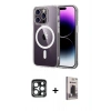 MARSİLYAN™- iPhone 15 Pro Max Kılıf Ahenk Minimal Serisi - Siyah Bilvis Hayalet Cam Ekran Koruyucu + PVD Metal Kamera Lens - LT