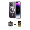MARSİLYAN™- iPhone 15 Pro Max Kılıf Ahenk Minimal Serisi - Siyah Buffer Cam Ekran Koruyucu + PVD Metal Kamera Lens - TU