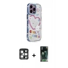 MARSİLYAN™- iPhone 15 Pro Max Kılıf Ahenk Modern Serisi - Şeffaf 360 Full Body Arka Koruyucu + Lacivert PVD Metal Kamera Lens