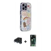 MARSİLYAN™- iPhone 15 Pro Max Kılıf Ahenk Modern Serisi - Şeffaf 360 Full Body Arka Koruyucu + Lacivert Raze Metal Kamera Lens