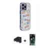 MARSİLYAN™- iPhone 15 Pro Max Kılıf Ahenk Modern Serisi - Şeffaf 360 Full Body Arka Koruyucu + Lacivert Raze Metal Kamera Lens