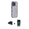 MARSİLYAN™- iPhone 15 Pro Max Kılıf Ahenk Modern Serisi - Şeffaf 360 Full Body Arka Koruyucu + Lacivert Raze Metal Kamera Lens