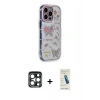 MARSİLYAN™- iPhone 15 Pro Max Kılıf Ahenk Modern Serisi - Şeffaf Pasifik Cam Ekran Koruyucu + Lacivert PVD Metal Kamera Lens