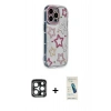 MARSİLYAN™- iPhone 15 Pro Max Kılıf Ahenk Modern Serisi - Şeffaf Pasifik Cam Ekran Koruyucu + Lacivert PVD Metal Kamera Lens