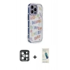 MARSİLYAN™- iPhone 15 Pro Max Kılıf Ahenk Modern Serisi - Şeffaf Pasifik Cam Ekran Koruyucu + Lacivert PVD Metal Kamera Lens
