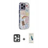 MARSİLYAN™- iPhone 15 Pro Max Kılıf Ahenk Modern Serisi - Şeffaf Pasifik Cam Ekran Koruyucu + Lacivert PVD Metal Kamera Lens