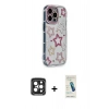 MARSİLYAN™- iPhone 15 Pro Max Kılıf Ahenk Modern Serisi - Şeffaf Pasifik Cam Ekran Koruyucu + PVD Metal Kamera Lens - SH