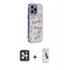 MARSİLYAN™- iPhone 15 Pro Max Kılıf Ahenk Modern Serisi - Şeffaf Pasifik Cam Ekran Koruyucu + PVD Metal Kamera Lens - SH