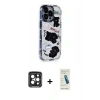 MARSİLYAN™- iPhone 15 Pro Max Kılıf Ahenk Modern Serisi - Şeffaf Pasifik Cam Ekran Koruyucu + PVD Metal Kamera Lens - SH