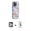 MARSİLYAN™- iPhone 15 Pro Max Kılıf Ahenk Modern Serisi - Şeffaf Pasifik Cam Ekran Koruyucu + PVD Metal Kamera Lens - GS