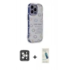 MARSİLYAN™- iPhone 15 Pro Max Kılıf Ahenk Modern Serisi - Şeffaf Pasifik Cam Ekran Koruyucu + PVD Metal Kamera Lens - GI