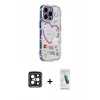 MARSİLYAN™- iPhone 15 Pro Max Kılıf Ahenk Modern Serisi - Şeffaf Pasifik Cam Ekran Koruyucu + PVD Metal Kamera Lens - SH