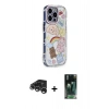 MARSİLYAN™- iPhone 15 Pro Max Kılıf Ahenk Modern Serisi - Siyah 360 Mat Full Body Arka Koruyucu + Gümüş Raze Metal Kamera Lens